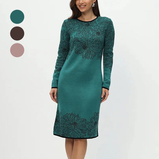 💃2025 Novinka v předobjednávce✨Potištěné rovné šaty s dlouhým rukávem a výstřihem do V