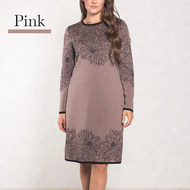 💃2025 Novinka v předobjednávce✨Potištěné rovné šaty s dlouhým rukávem a výstřihem do V