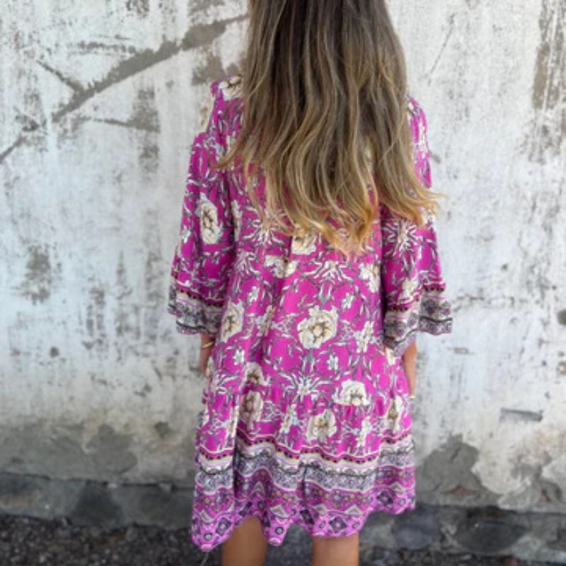 🌸Ležérní květinové šaty s výstřihem do V