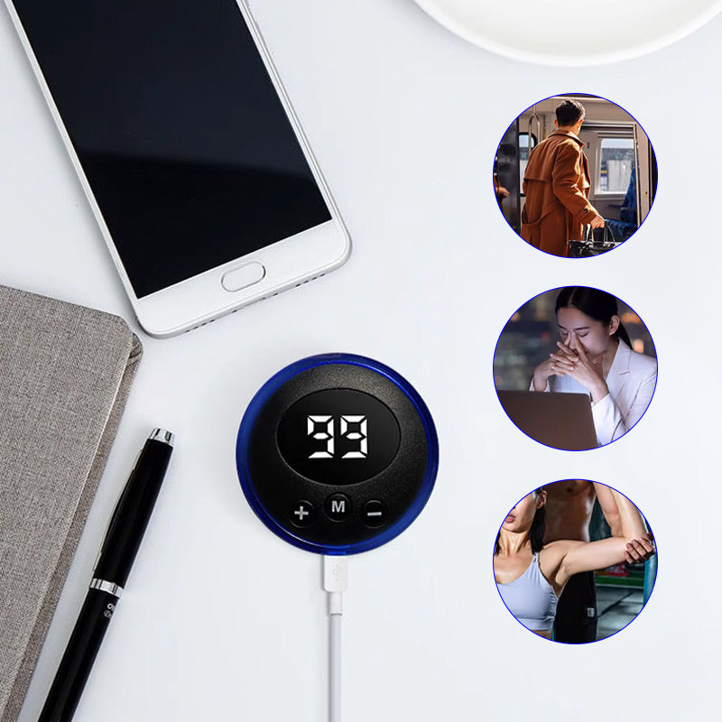 Přenosný masážní přístroj s 8 režimy a LCD displejem - mini svalový stimulátor pro úlevu od bolesti