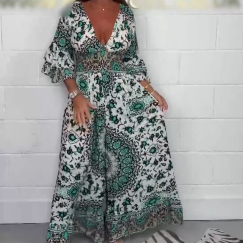 S-5XL🥰Dámský overal s potiskem a výstřihem do V