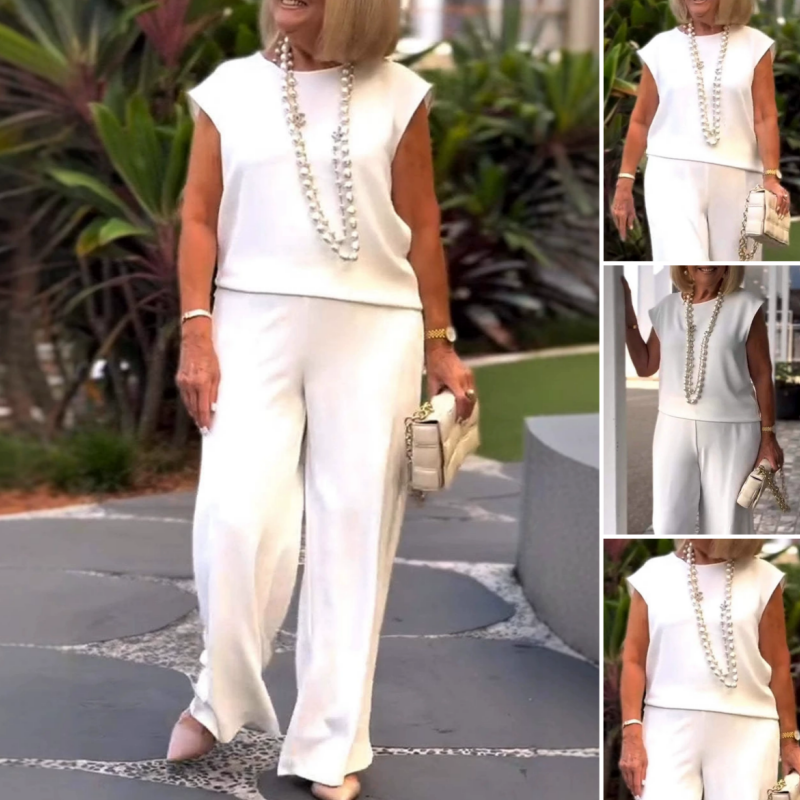 💖Dámský bavlněný plátěný top a kalhoty bez rukávů