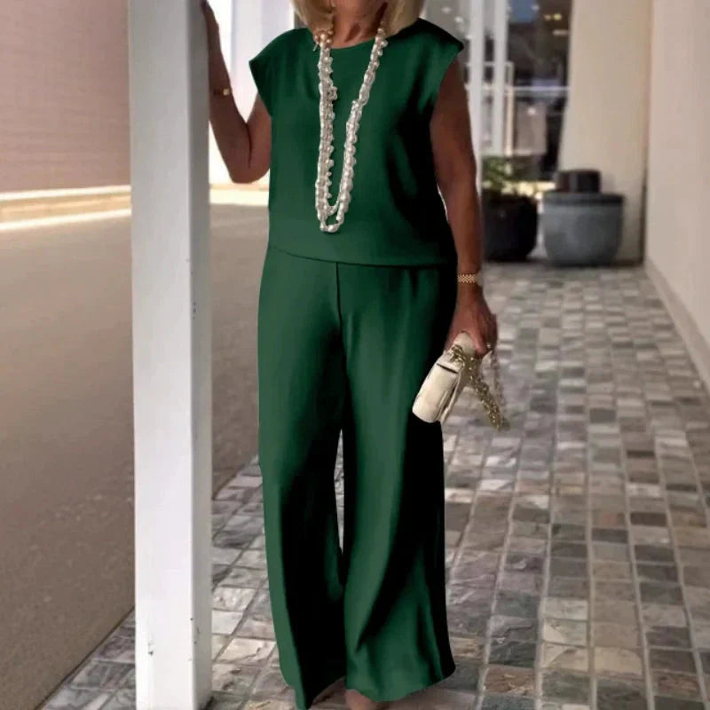 💖Dámský bavlněný plátěný top a kalhoty bez rukávů