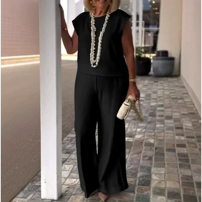 💖Dámský bavlněný plátěný top a kalhoty bez rukávů