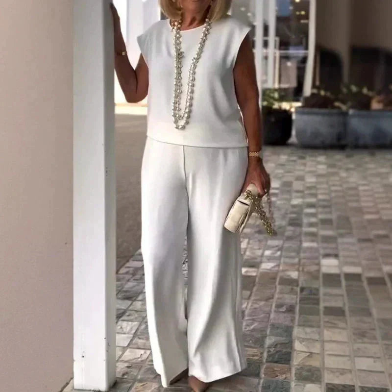 💖Dámský bavlněný plátěný top a kalhoty bez rukávů