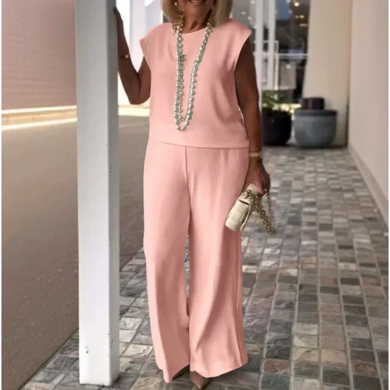 💖Dámský bavlněný plátěný top a kalhoty bez rukávů