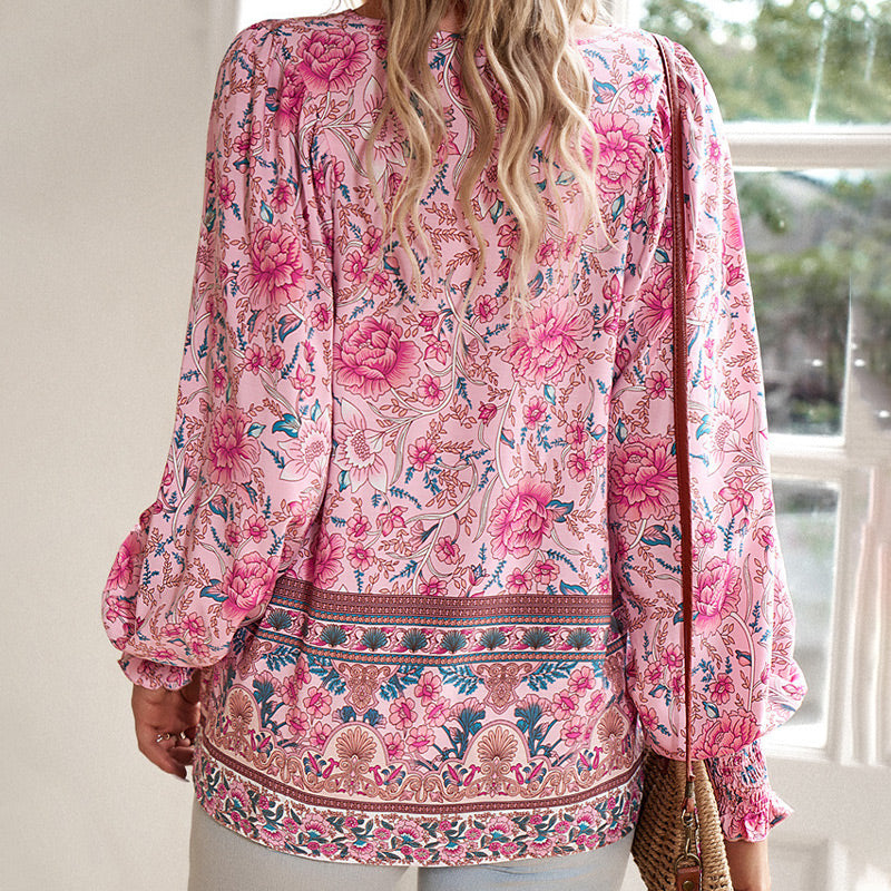 【S-2XL】🌺 Dámská módní košile s dlouhým rukávem a výstřihem do V