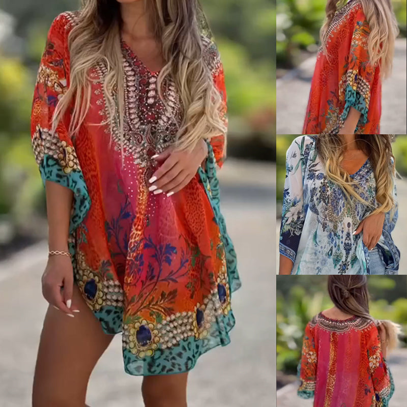 [S-5XL]🥰České volné asymetrické šaty s výstřihem do V