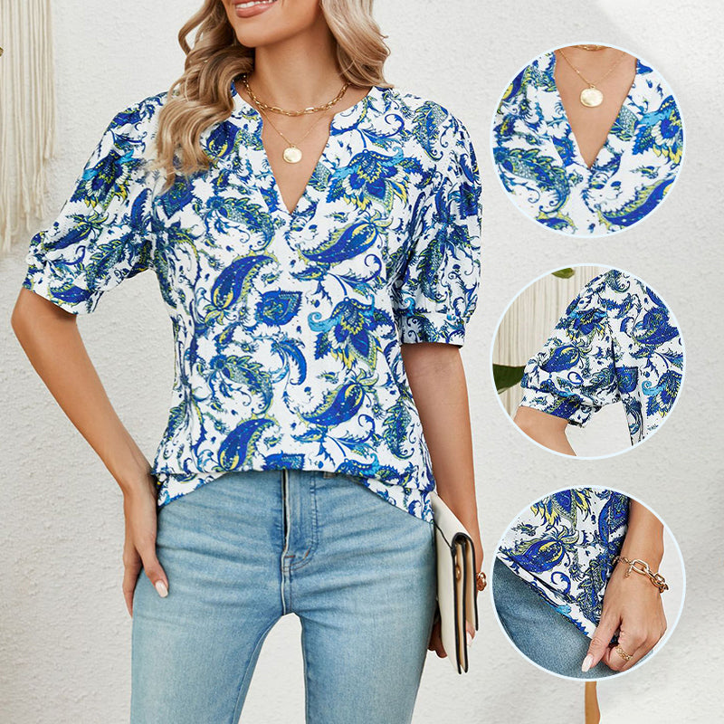 【M-2XL】🌸Dámský letní výstřih do V s potiskem