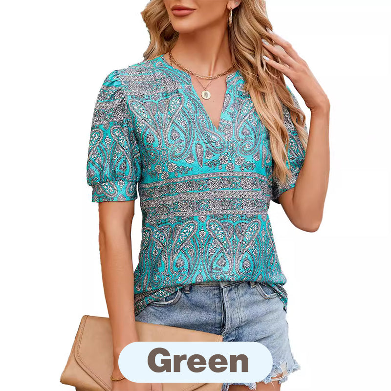 【M-2XL】🌸Dámský letní výstřih do V s potiskem