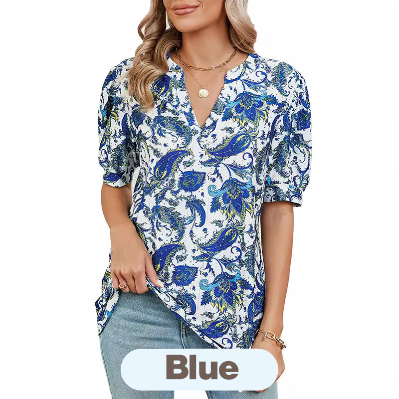 【M-2XL】🌸Dámský letní výstřih do V s potiskem