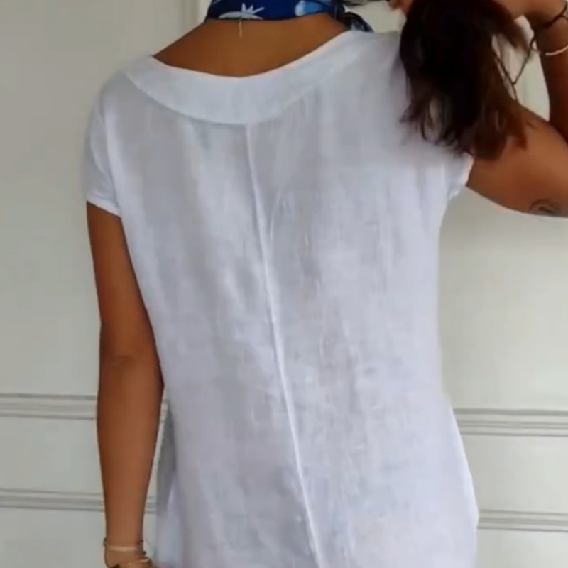 Novinka roku 2025! 🔥Dámské plátěné šaty s kulatým výstřihem a krátkým rukávem