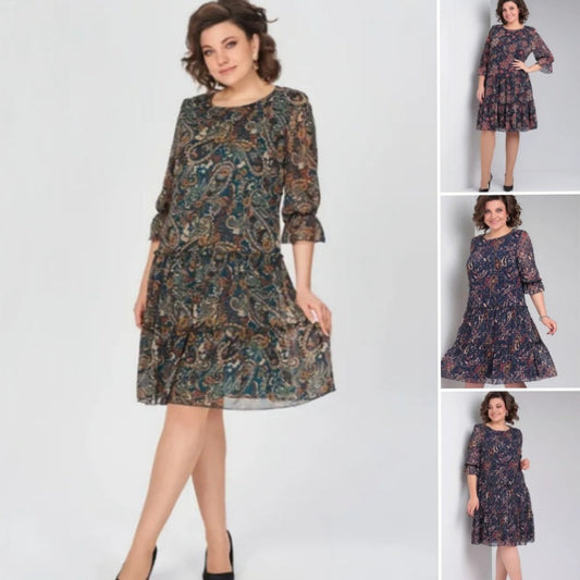 💐Dámské ležérní šaty s kulatým výstřihem a potiskem