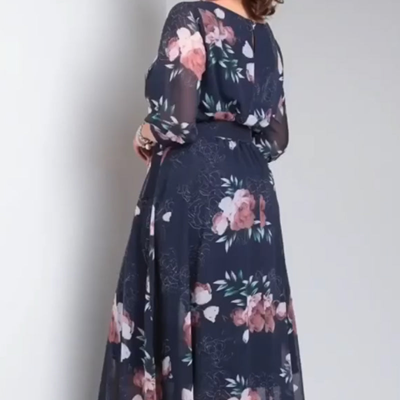 【S-4XL】🌺 Květinové šaty s kulatým výstřihem a páskem