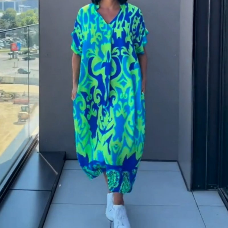 🌿Dámské elegantní šaty s potiskem do V