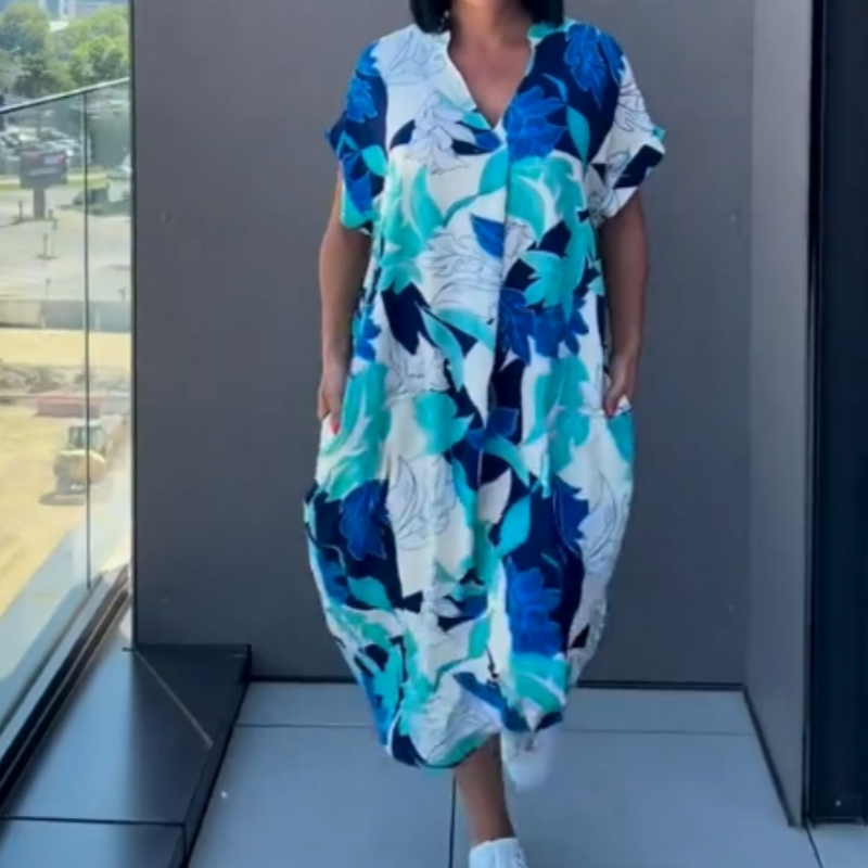 🌿Dámské elegantní šaty s potiskem do V