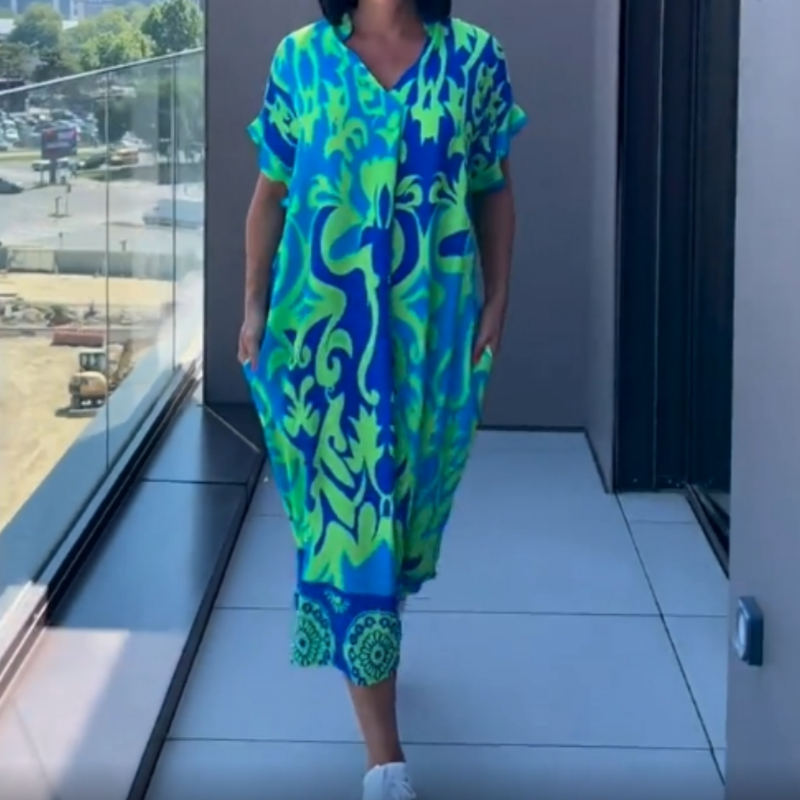 🌿Dámské elegantní šaty s potiskem do V