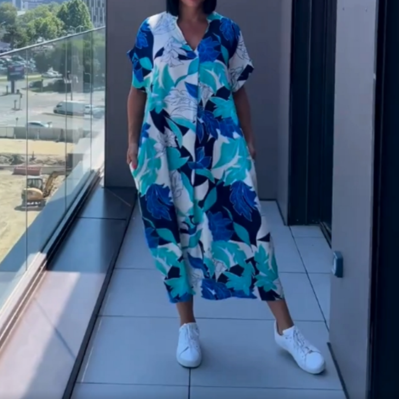 🌿Dámské elegantní šaty s potiskem do V