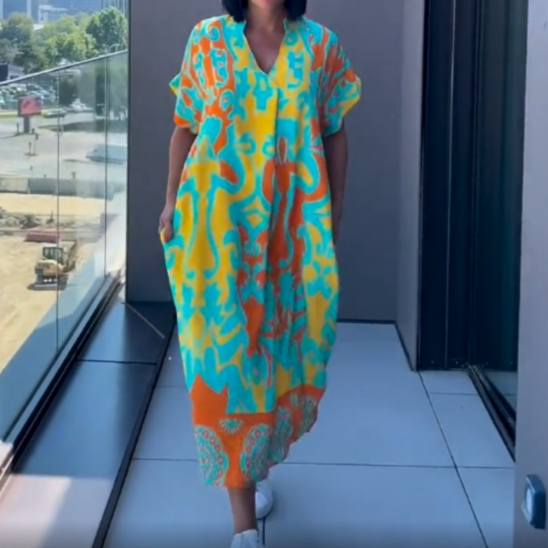 🌿Dámské elegantní šaty s potiskem do V