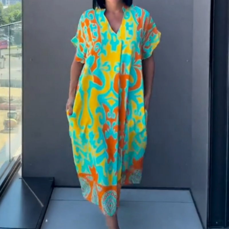 🌿Dámské elegantní šaty s potiskem do V