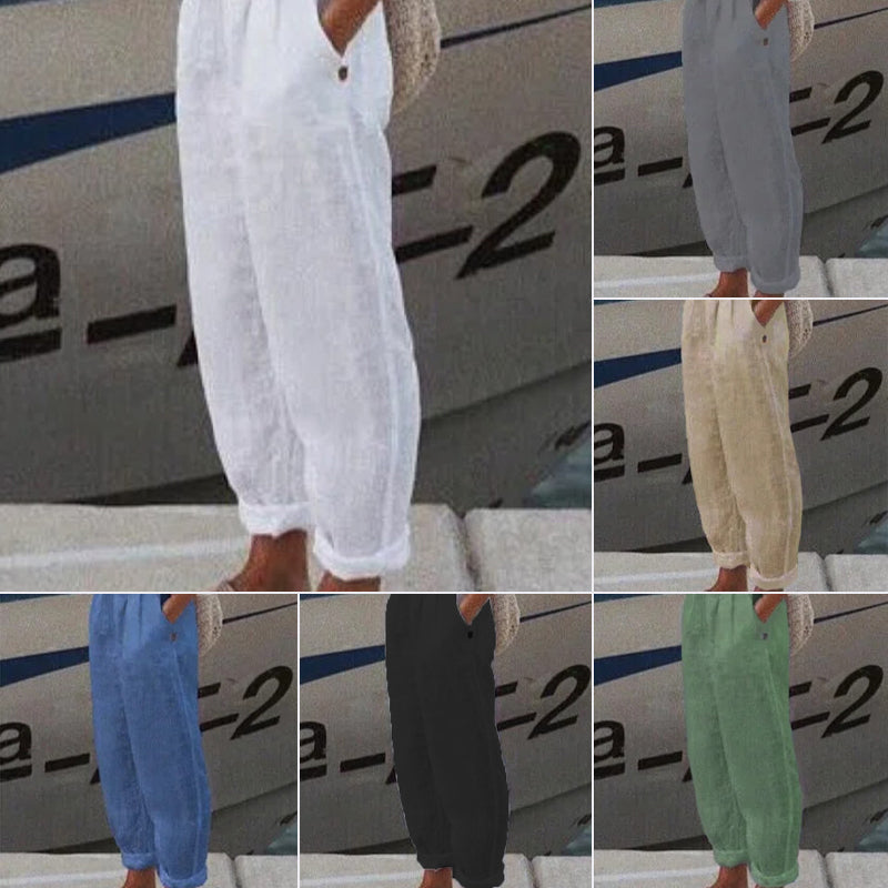 Prodyšné plátěné ležérní kalhoty