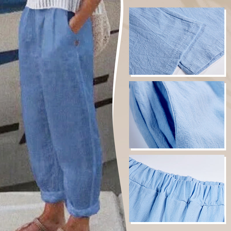 Prodyšné plátěné ležérní kalhoty