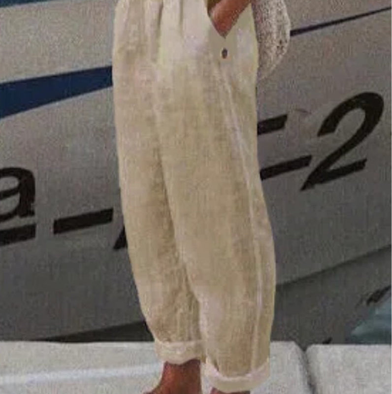 Prodyšné plátěné ležérní kalhoty