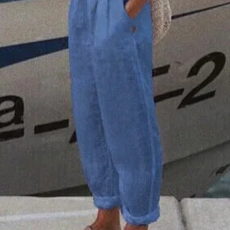 Prodyšné plátěné ležérní kalhoty