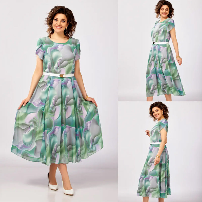 💞Abstraktní květinové fantasy šaty (s páskem)