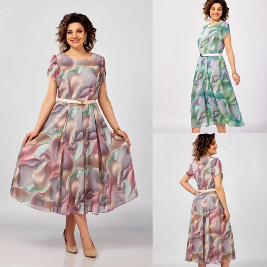 💞Abstraktní květinové fantasy šaty (s páskem)