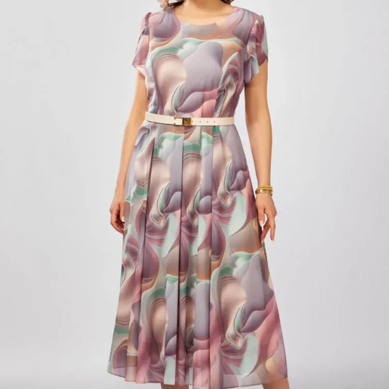 💞Abstraktní květinové fantasy šaty (s páskem)