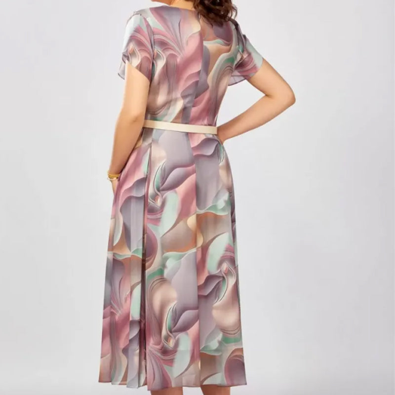 💞Abstraktní květinové fantasy šaty (s páskem)