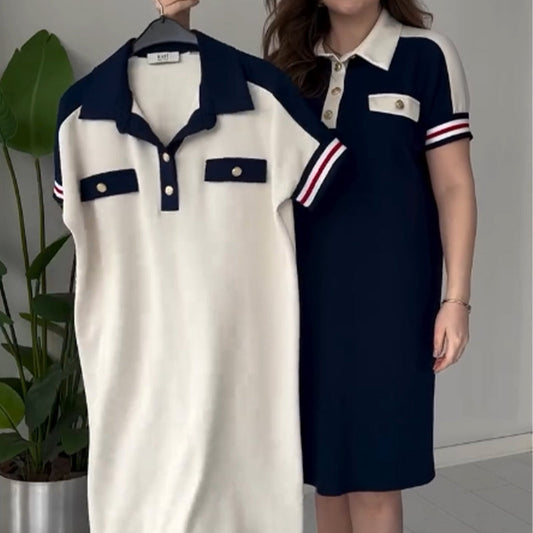 😍Moderní dámské šaty s krátkými rukávy na klopě