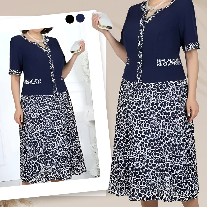 Dámské elegantní dvoudílné šaty s imitací květinového vzoru