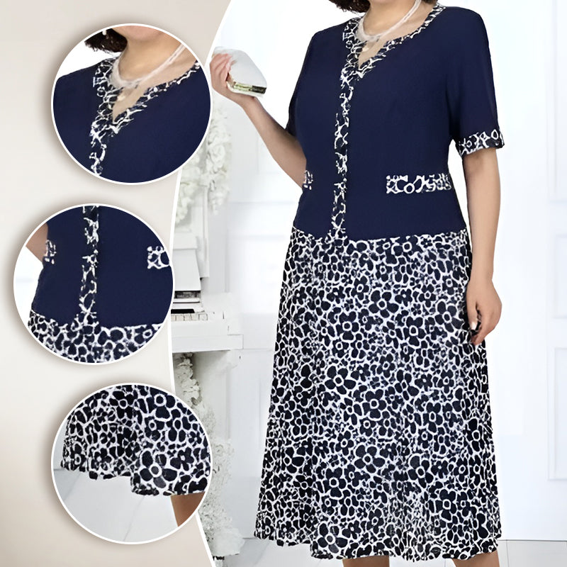 Dámské elegantní dvoudílné šaty s imitací květinového vzoru