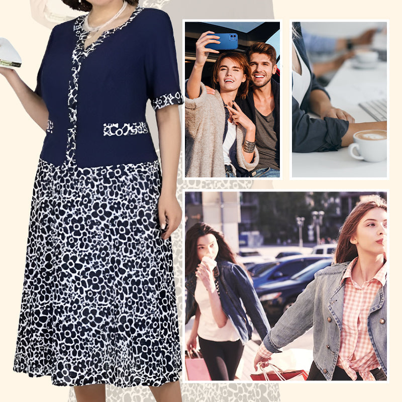 Dámské elegantní dvoudílné šaty s imitací květinového vzoru