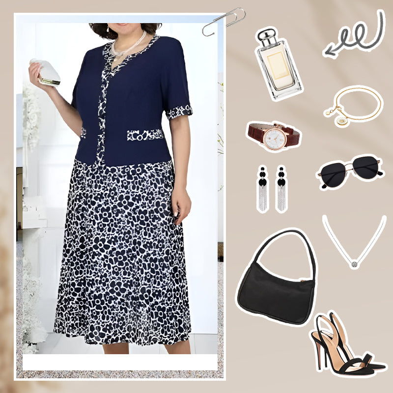 Dámské elegantní dvoudílné šaty s imitací květinového vzoru