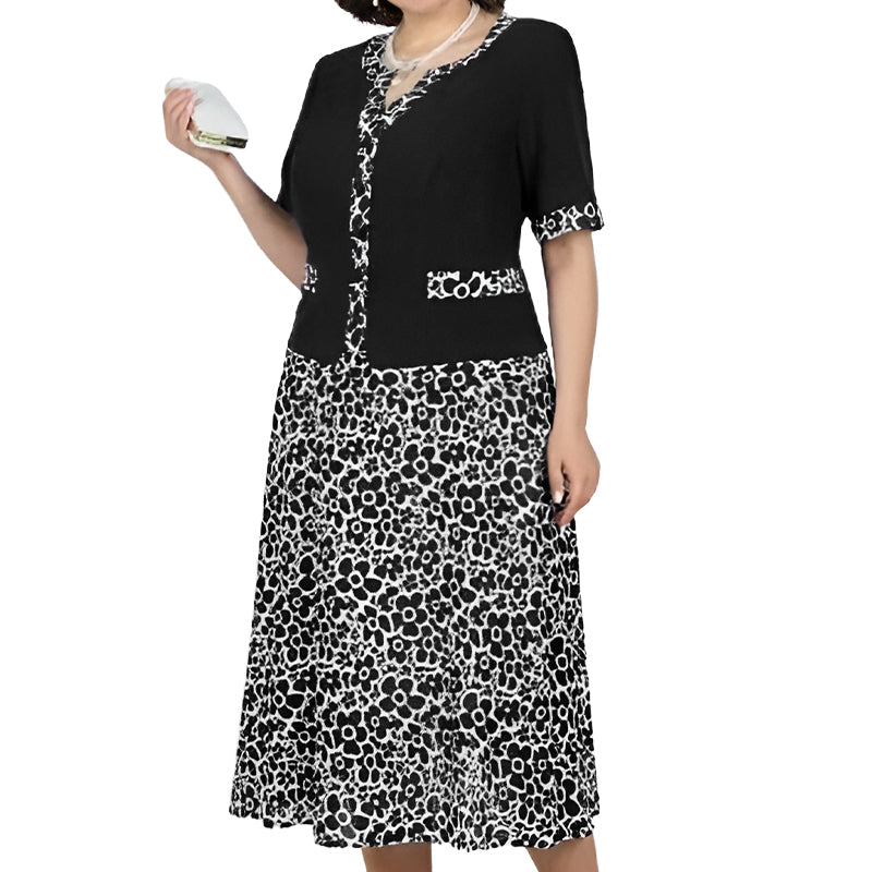 Dámské elegantní dvoudílné šaty s imitací květinového vzoru