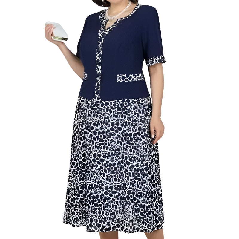 Dámské elegantní dvoudílné šaty s imitací květinového vzoru