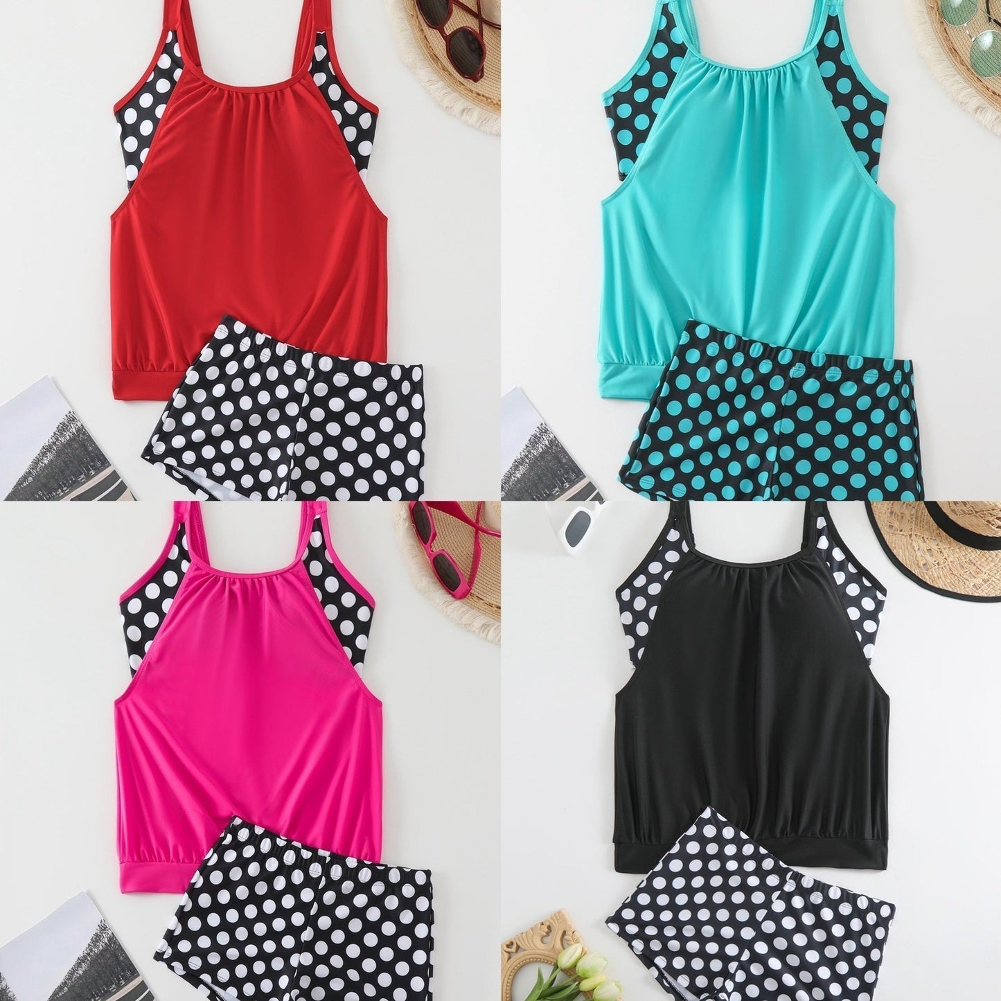 👙Dámské dvoudílné plavky s puntíky✨