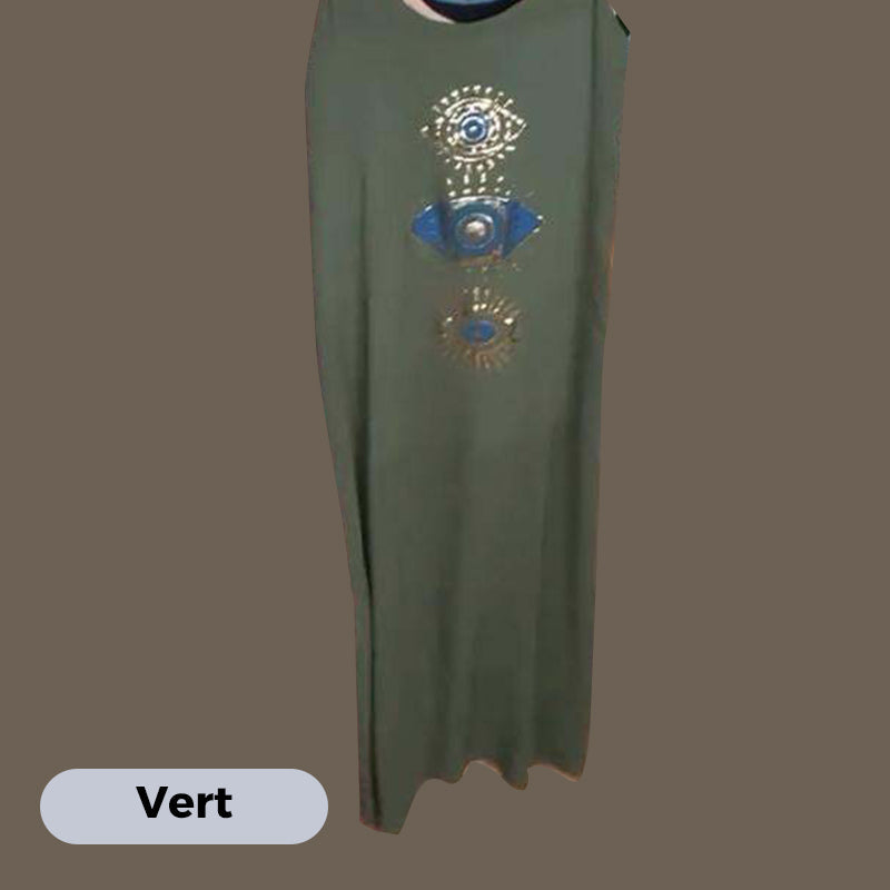 🔥Dámské dlouhé šaty bez rukávů s očkovým vzorem👗