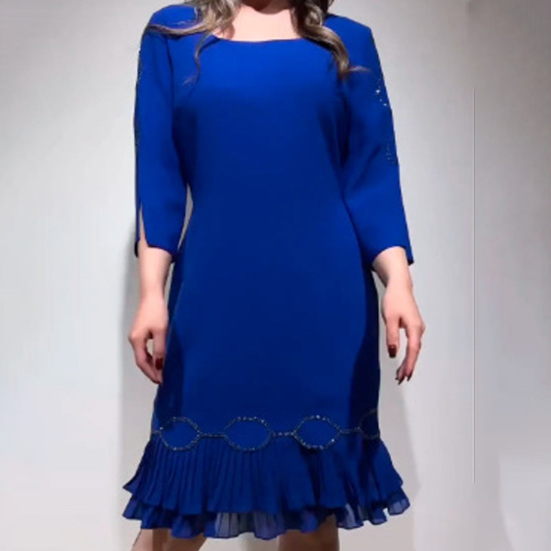 💝Elegantní šaty s kulatým výstřihem a volánkovým lemem