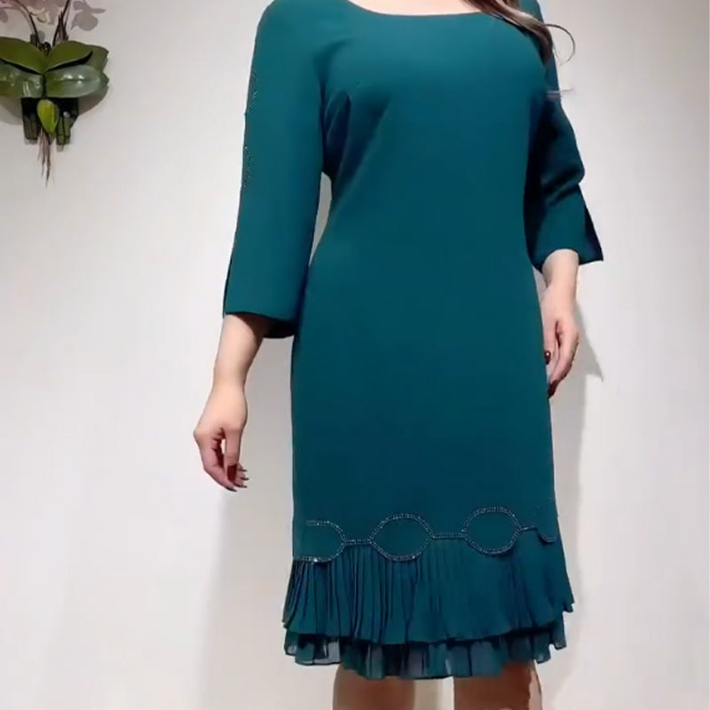 💝Elegantní šaty s kulatým výstřihem a volánkovým lemem