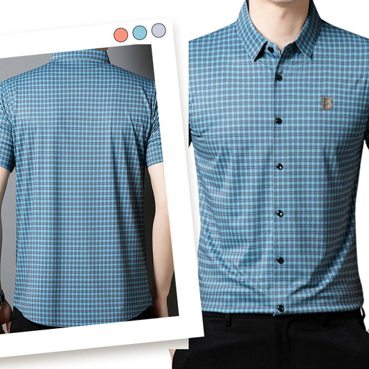 🍃Pánská ležérní kostkovaná košile s krátkým rukávem