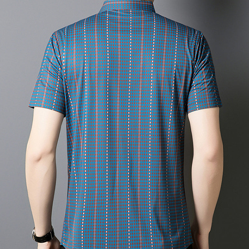 🔥 Pánská kostkovaná košile s krátkým rukávem a zapínáním na knoflíky