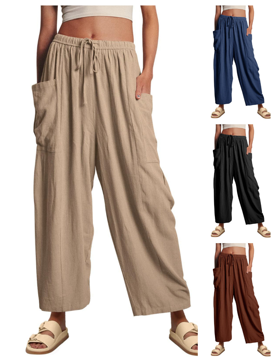 🍁Lehké bavlněné kalhoty s vysokým pasem