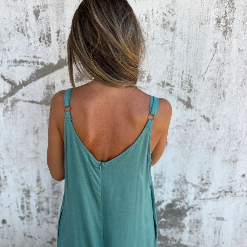 Dámský volný overal ze směsi bavlny a lnu