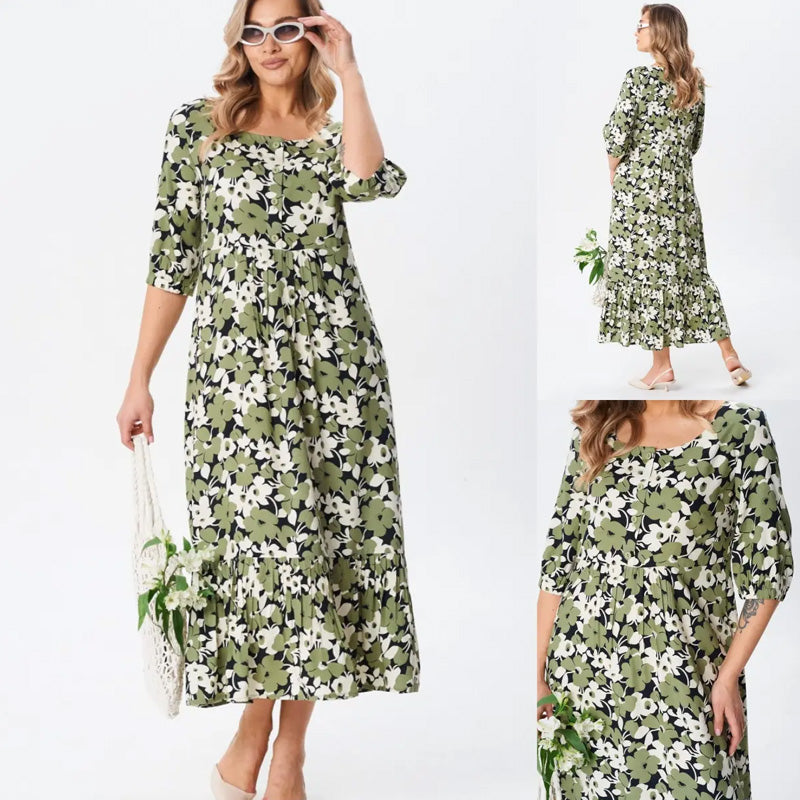 🔥Ležérní květinové šaty s polovičním rukávem pro ženy