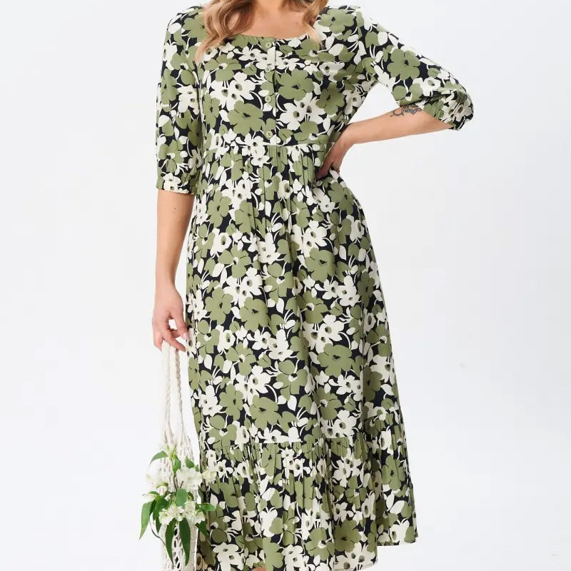 🔥Ležérní květinové šaty s polovičním rukávem pro ženy