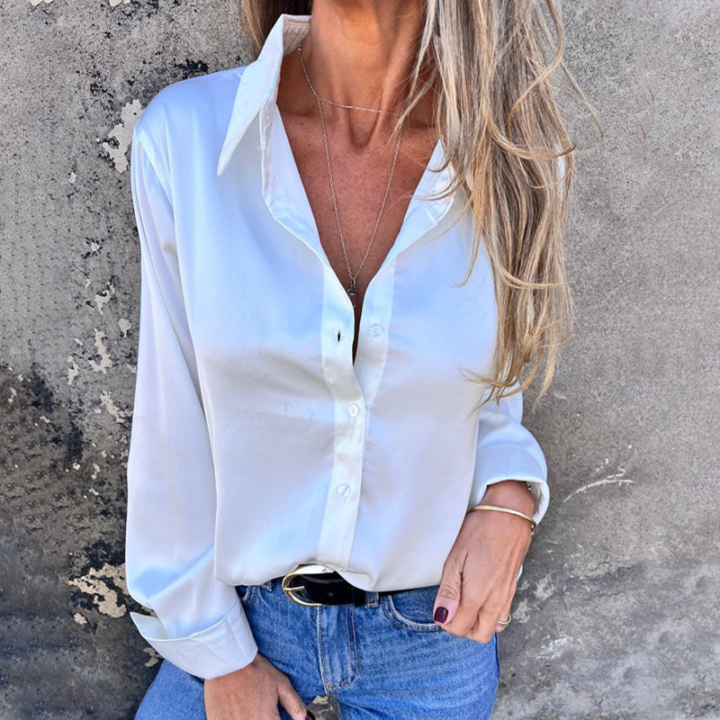 🎊 Letní novinka🎊 Elegantní saténové tričko s dlouhým rukávem